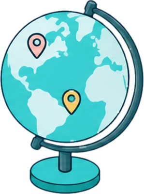 Soft-isometric globe with location pins